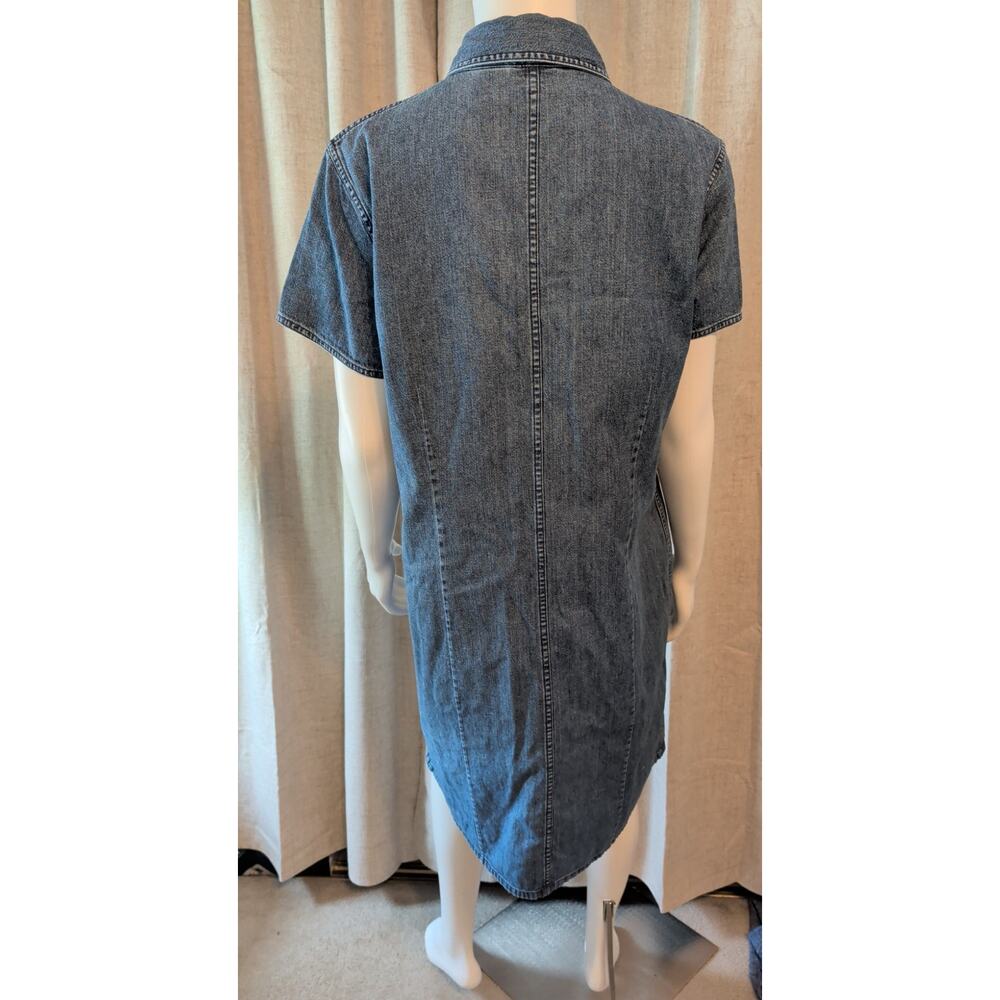 L.L. Bean Sheath Denim Short Sleeve Denim Shirt Dress Snap Front Size 15 OVS29 - Picture 6 of 7